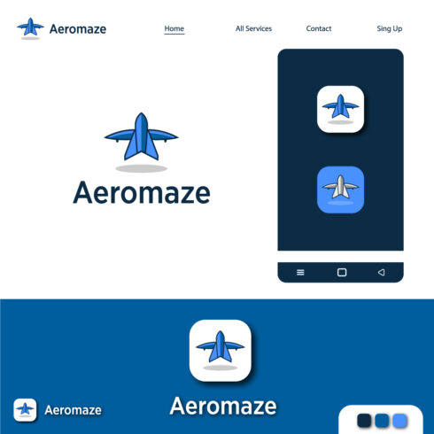 Aeromaze Logo design, creative, minimal, colorful cover image.
