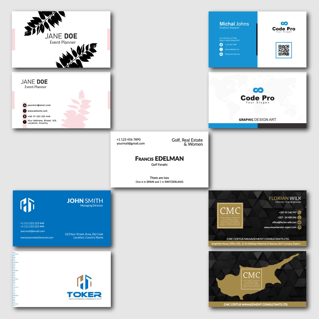 Business Card Design Template preview image.