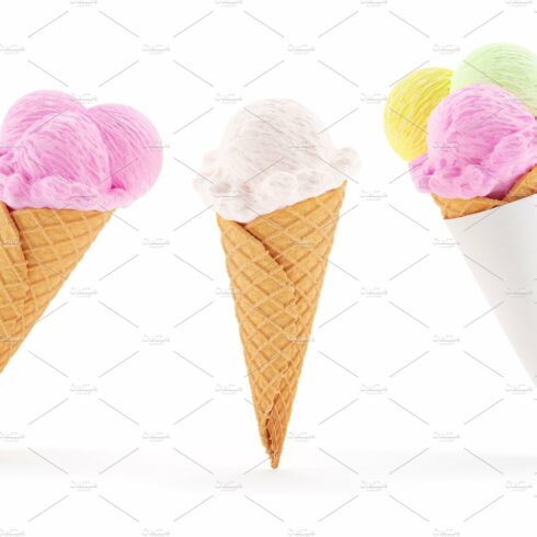 Set of ice-cream cone waffles. cover image.