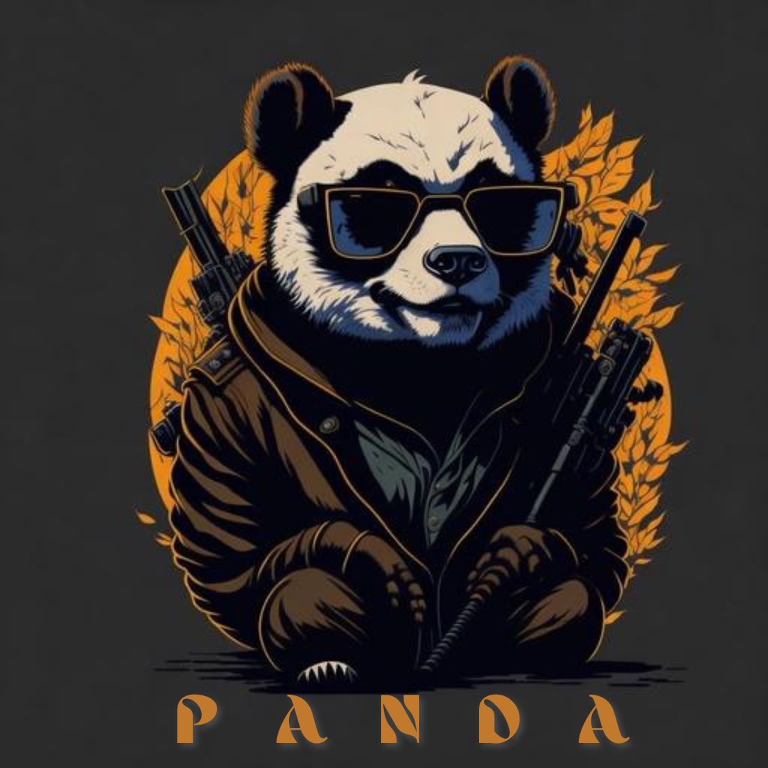 Fighter Panda T-Shirt design preview image.
