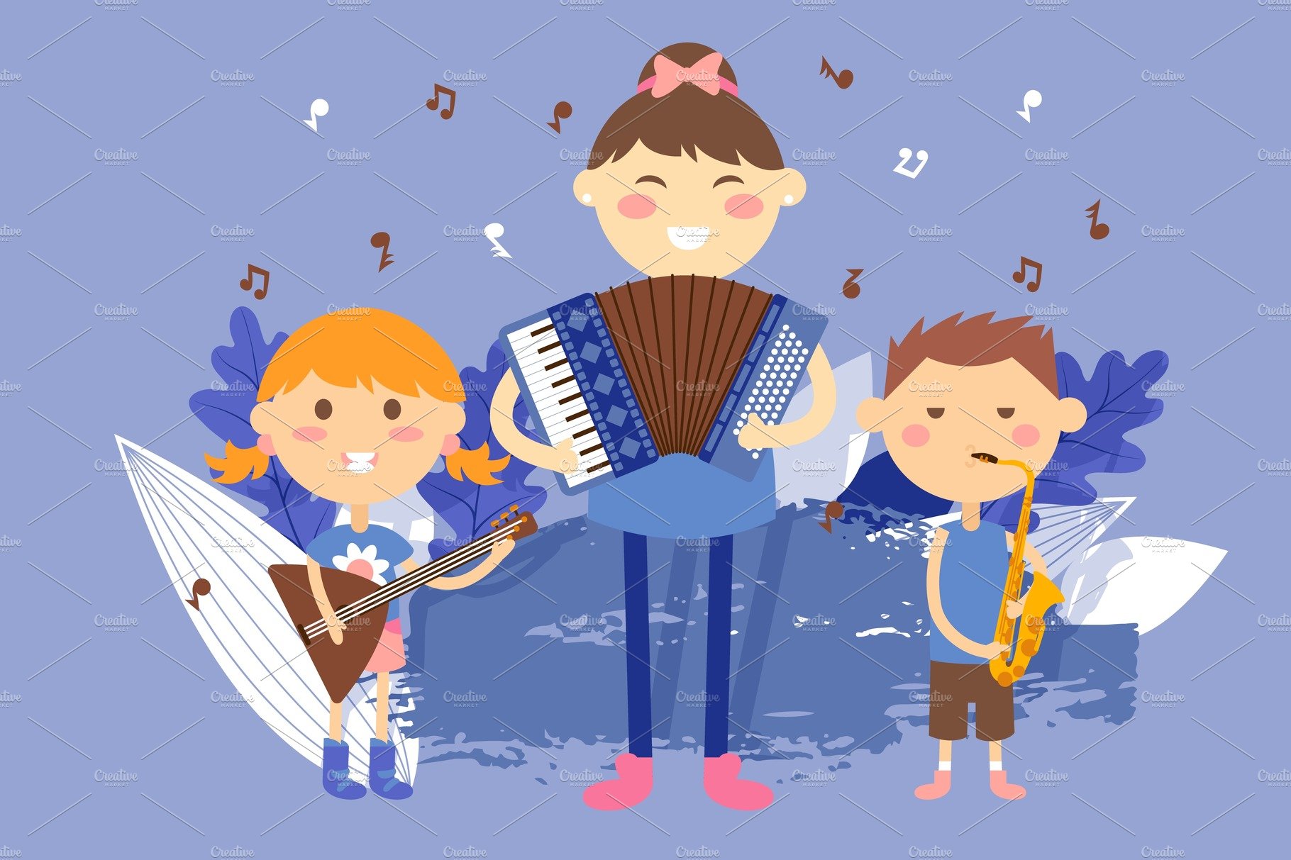 Children playing musical instruments cover image.