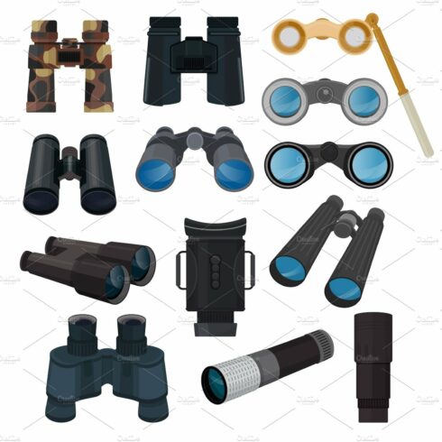 Binoculars vector optical equipment cover image.