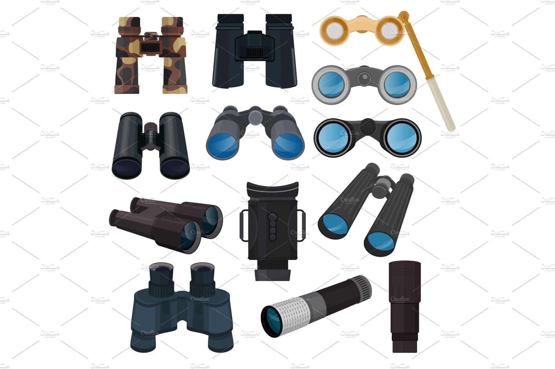 Binoculars vector optical equipment cover image.