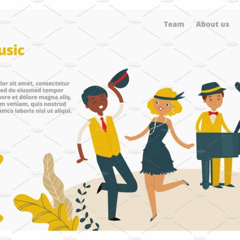 Jazz music studio landing web page cover image.