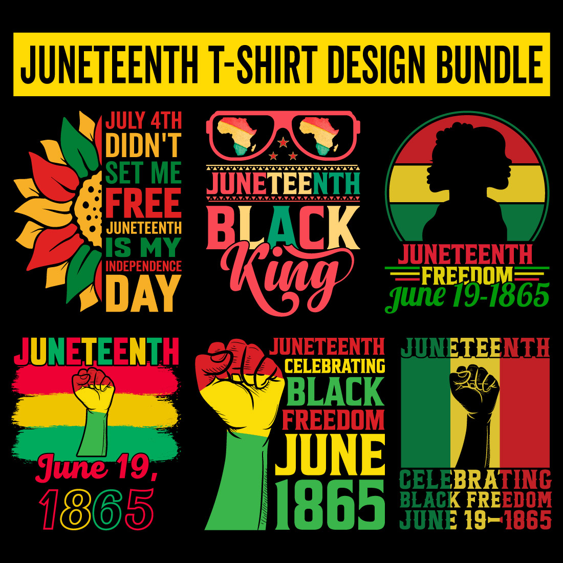 Juneteenth Best selling T-Shirt Design Bundle preview image.