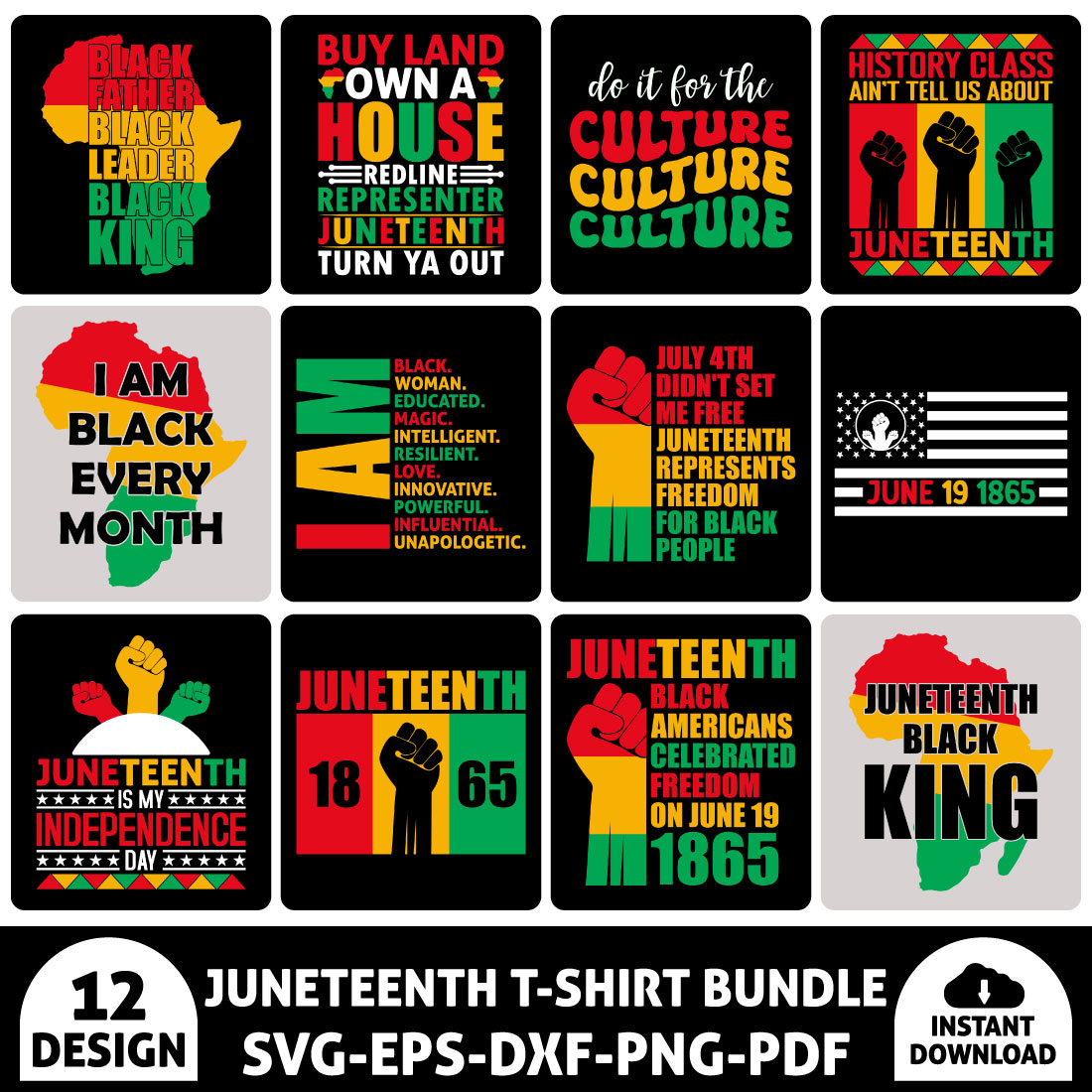 Juneteenth T-Shirt Design Bundle preview image.