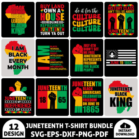 Juneteenth T-Shirt Design Bundle cover image.