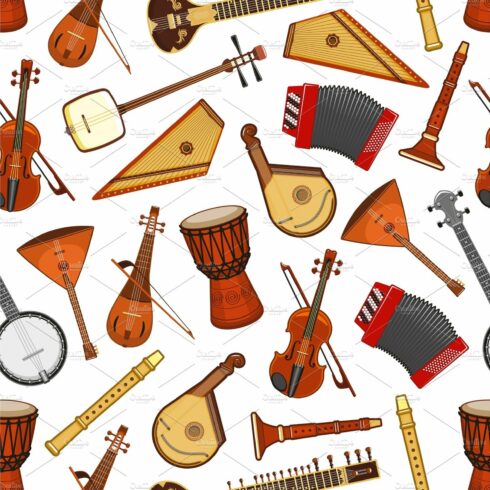 Musical instruments seamless pattern cover image.