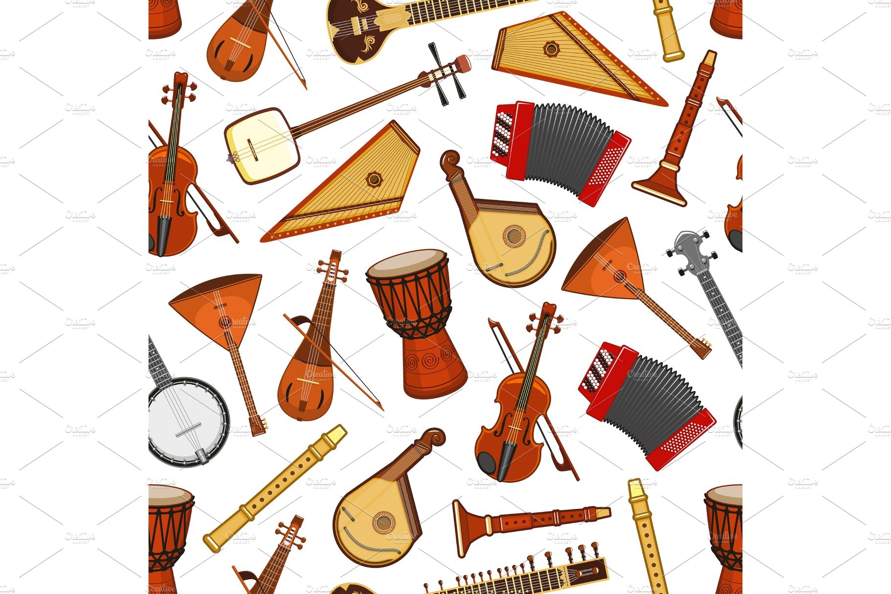 Musical instruments seamless pattern cover image.