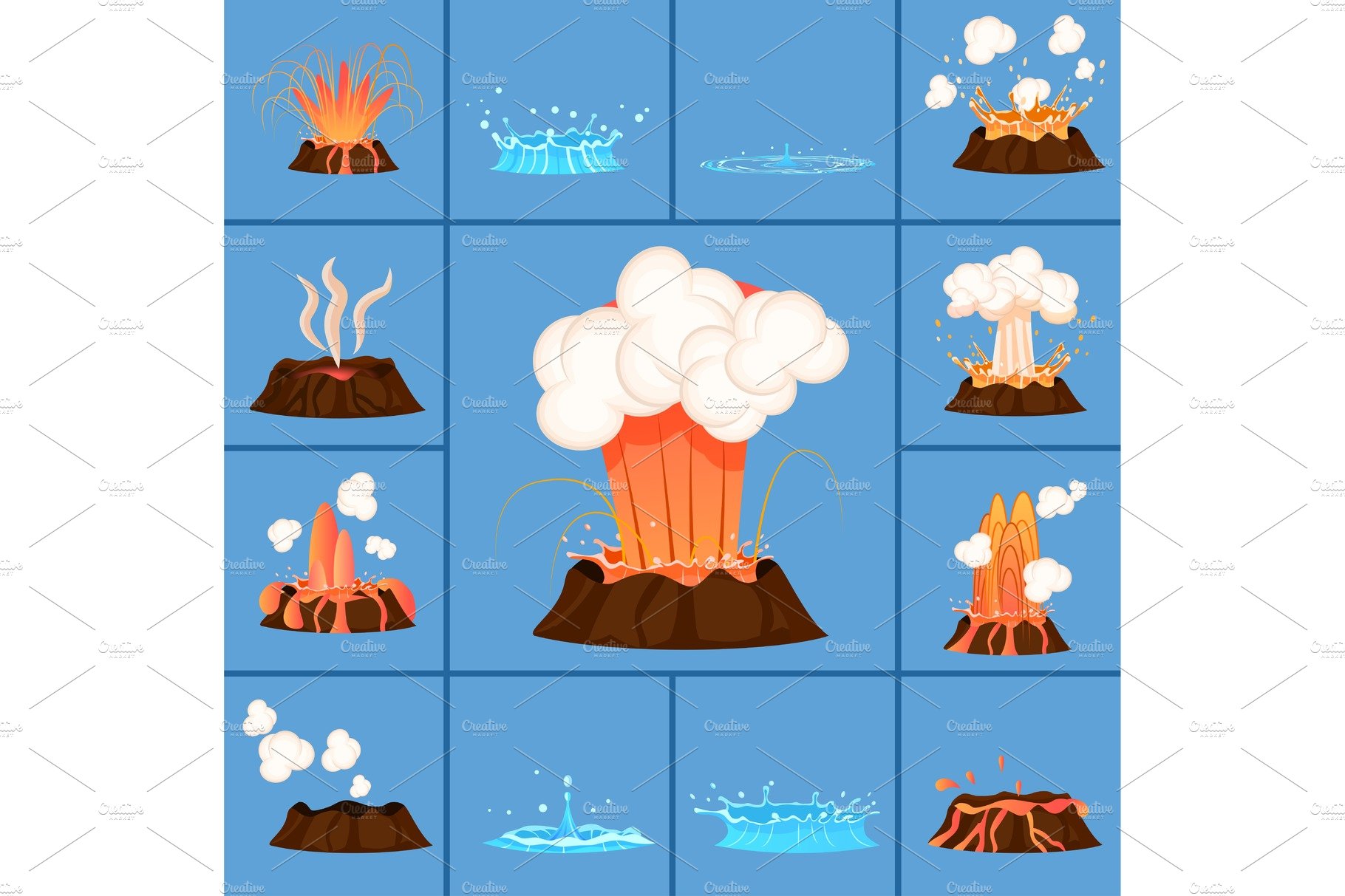 Set of Volcanic Eruption and Burst of Hot Spring cover image.