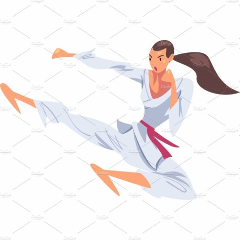 Girl Karateka Jumping Side Kick cover image.