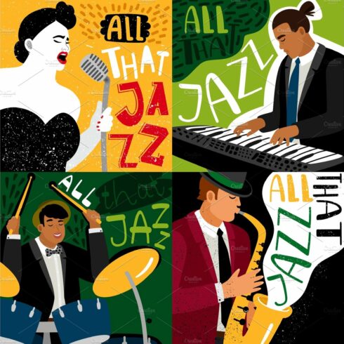 Banners jazz band play on musical cover image.
