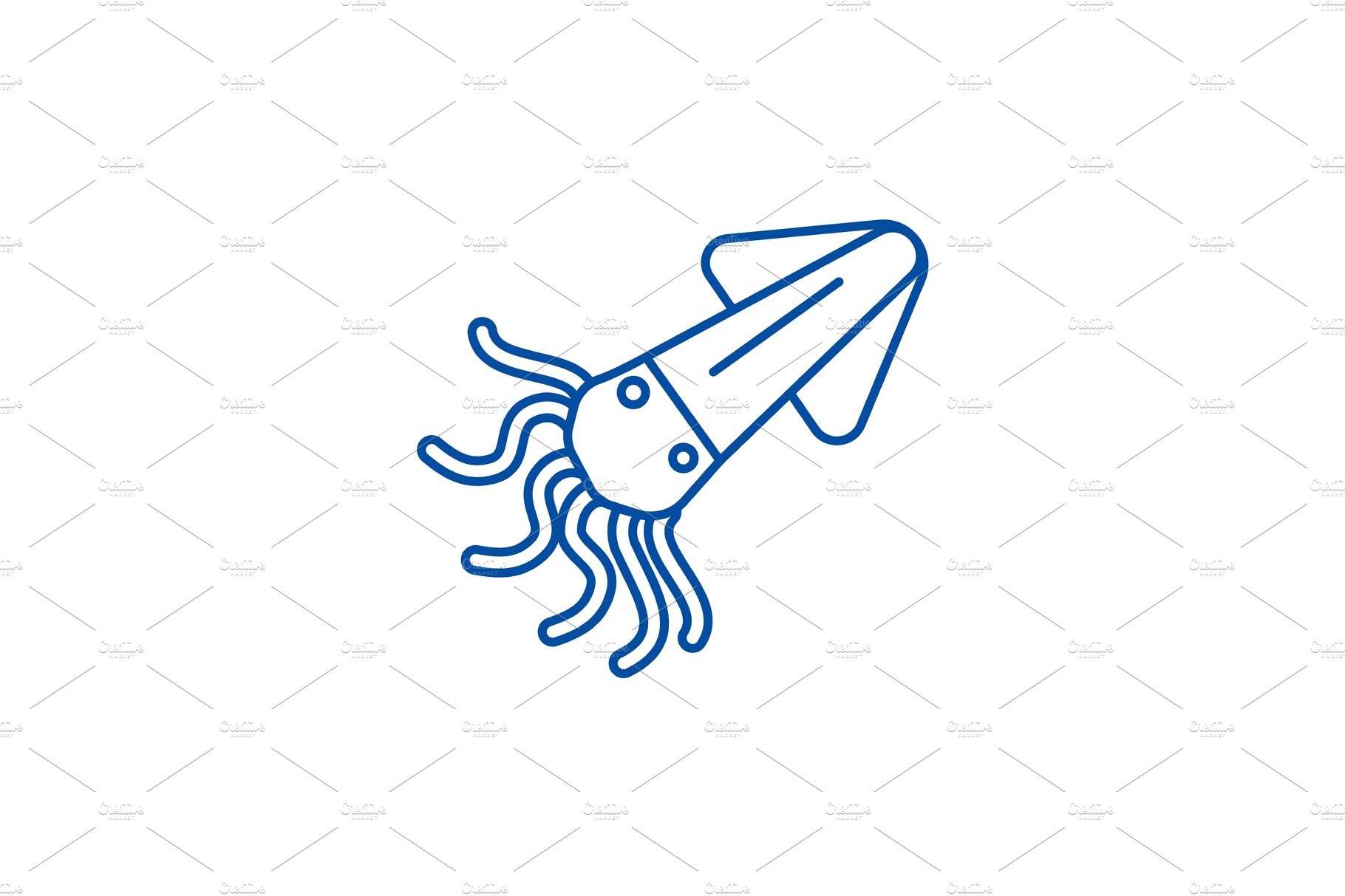 Squid,calamary line icon concept cover image.