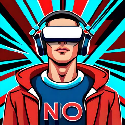 a close up of a person with VR set and headphones on cover image.