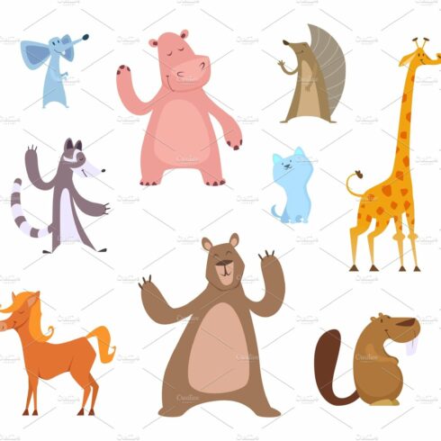 Vector cartoon illustrations of funny animals cover image.