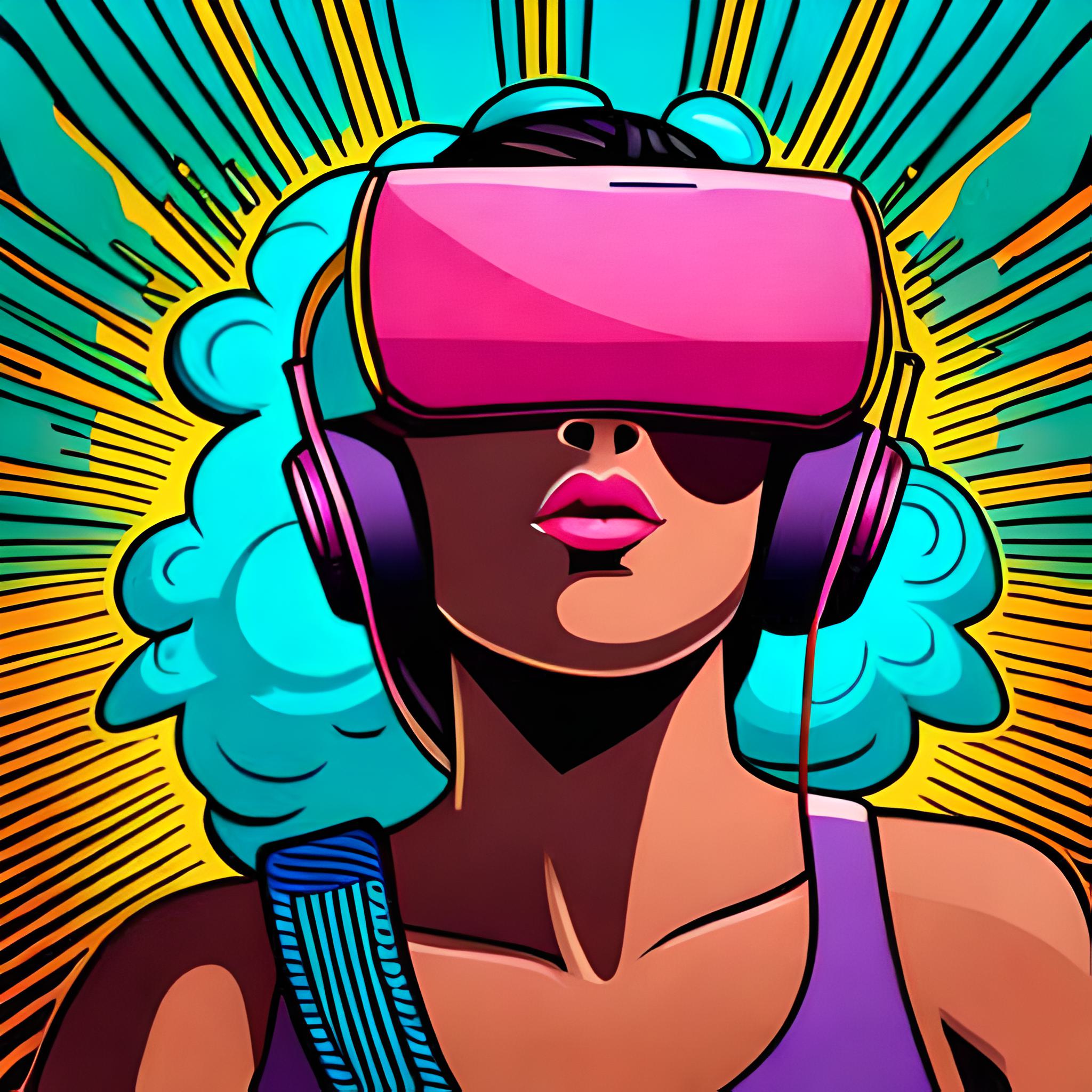 a close up of a person with VR set and headphones on preview image.