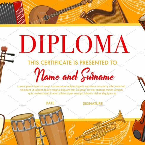 Education diploma with instruments cover image.