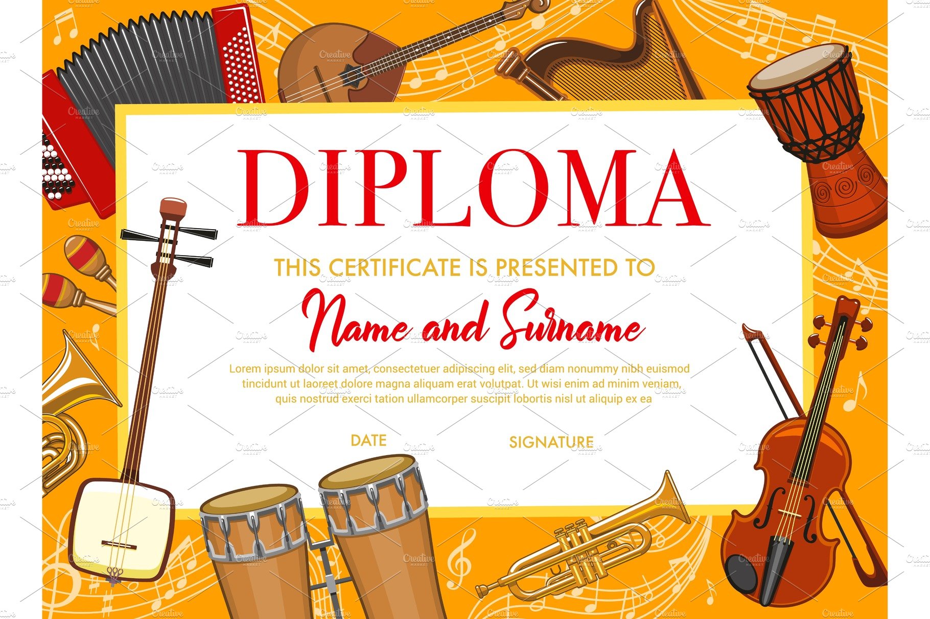 Education diploma with instruments cover image.