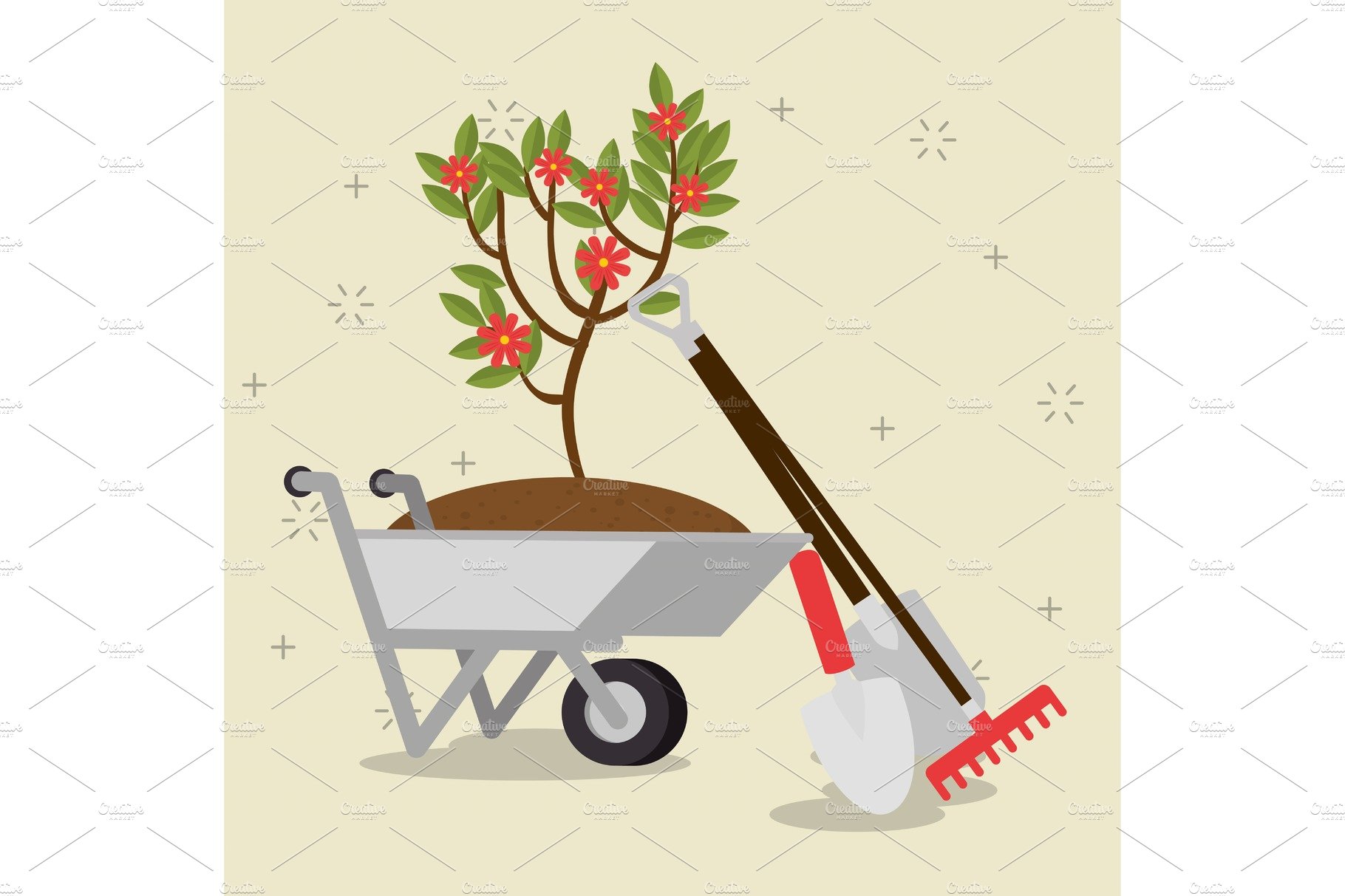 gardening elements and tools design cover image.