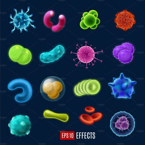Germs, viruses and bacteria, vector cover image.