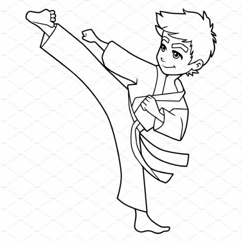 Karate Kick Boy Line Art cover image.