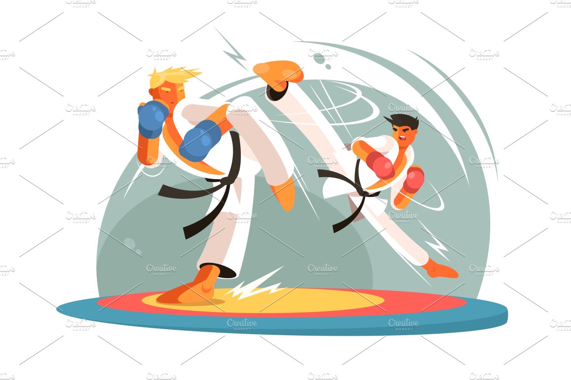 Guys karate sparring for training cover image.