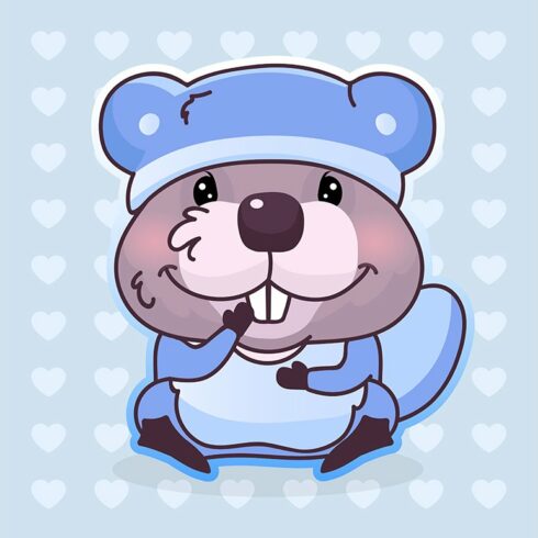 Cute beaver kawaii character cover image.