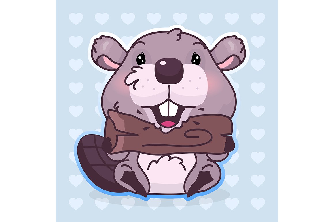 Cute beaver kawaii character cover image.