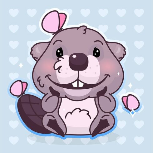 Cute beaver kawaii character cover image.