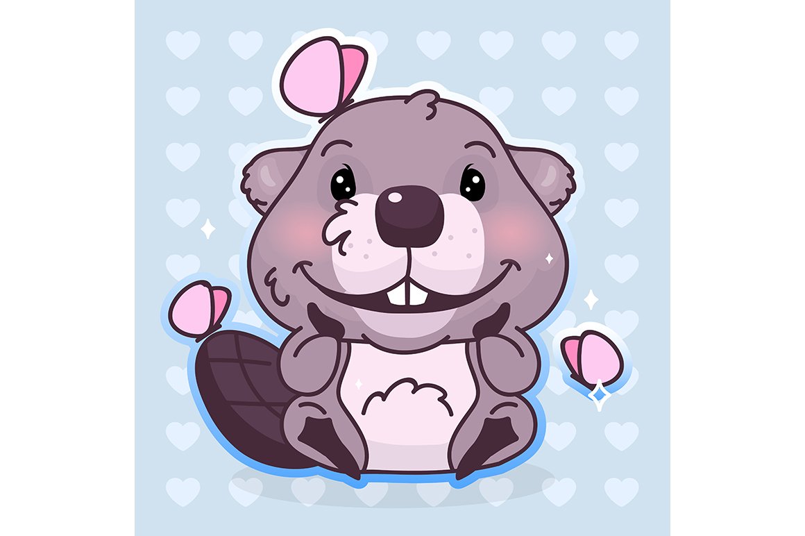 Cute beaver kawaii character cover image.