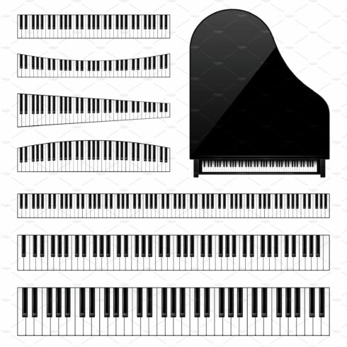 Realistic piano keys set. Musical cover image.