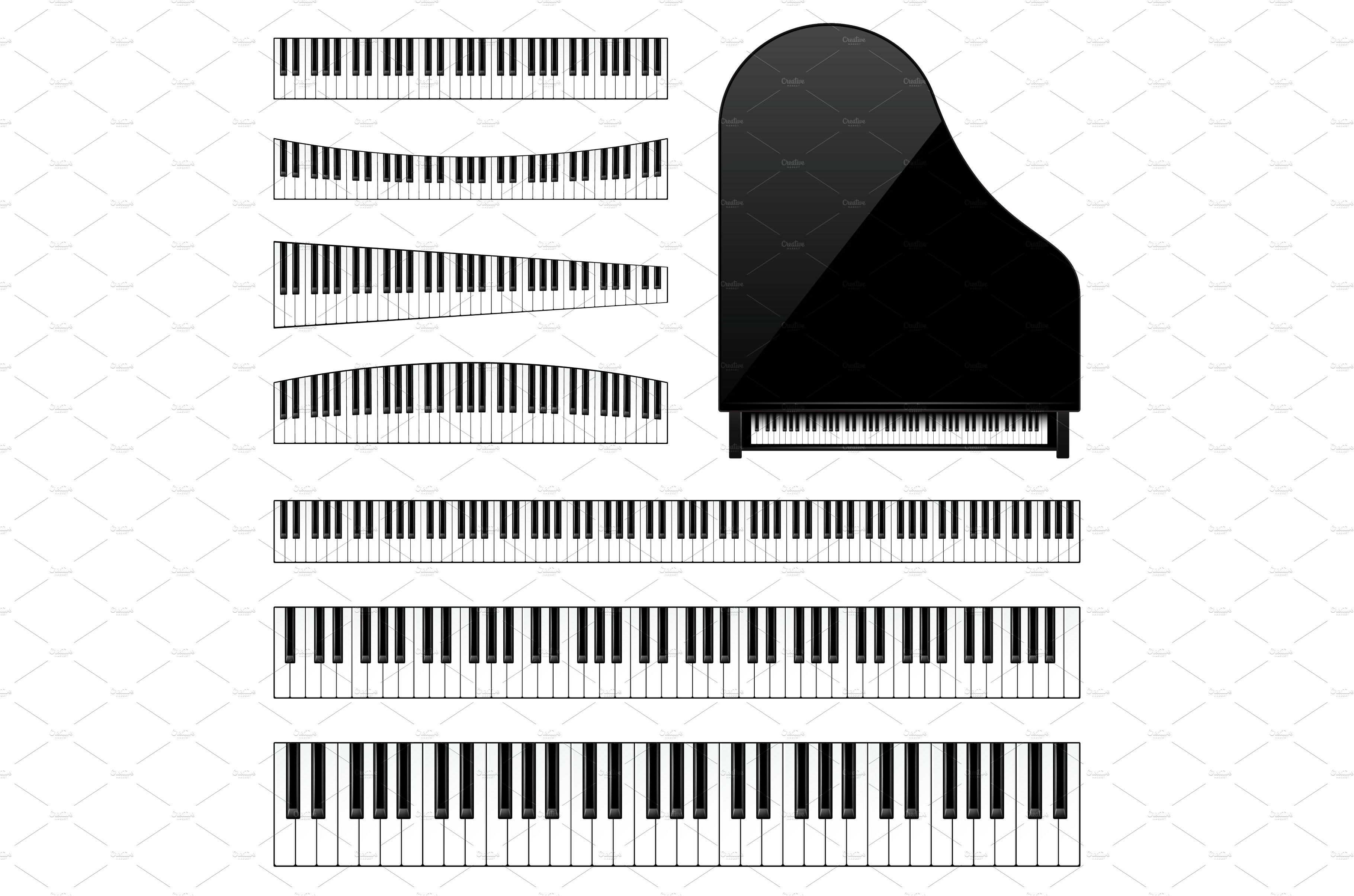 Realistic piano keys set. Musical cover image.