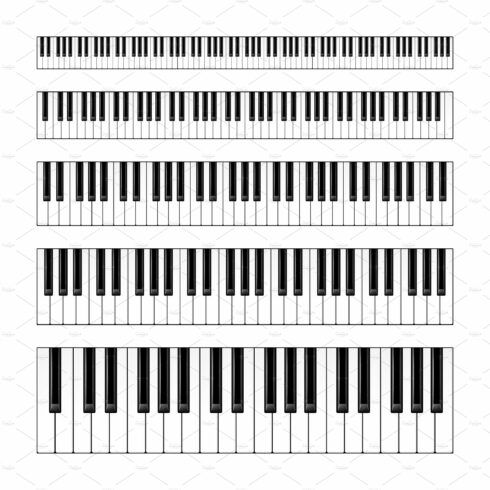 Realistic piano keys set. Musical cover image.