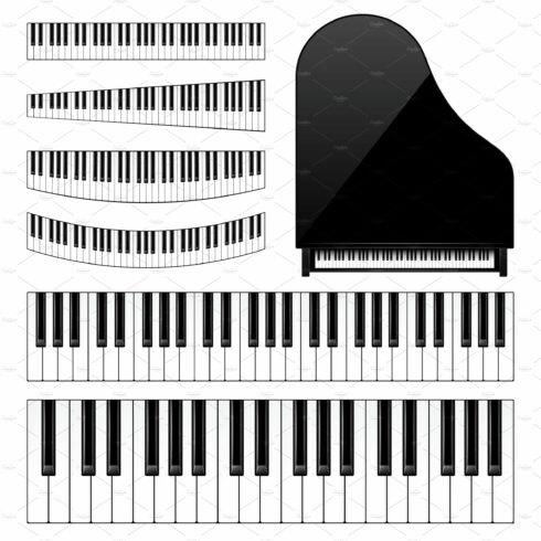 Realistic piano keys set. Musical cover image.