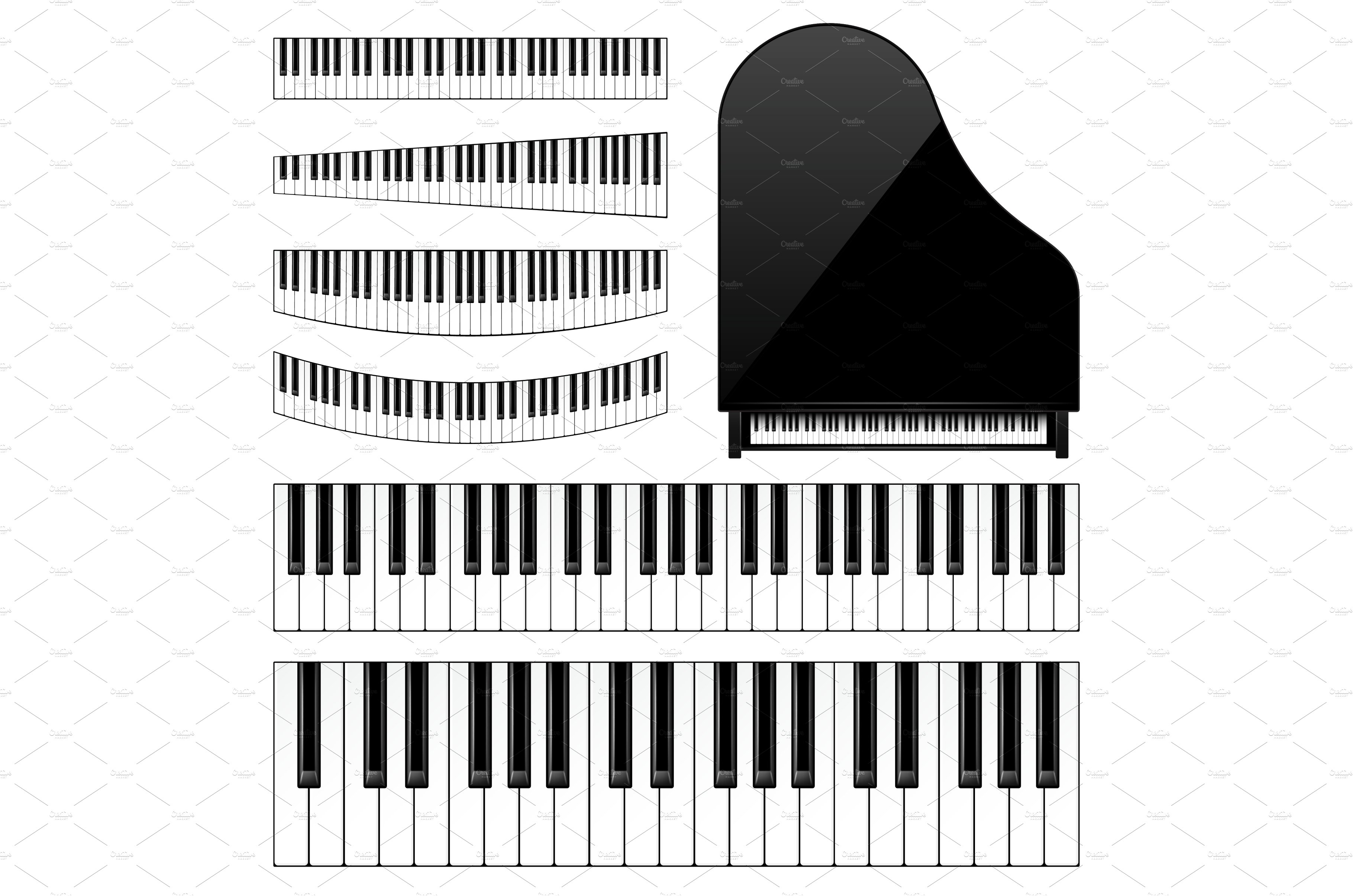 Realistic piano keys set. Musical cover image.