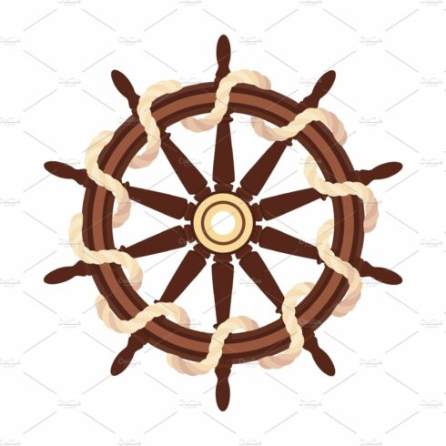 boat rope handwheel, ship wheel helm cover image.