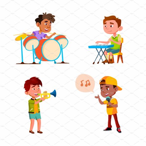 Kids Boys Playing In Music Orchestra cover image.