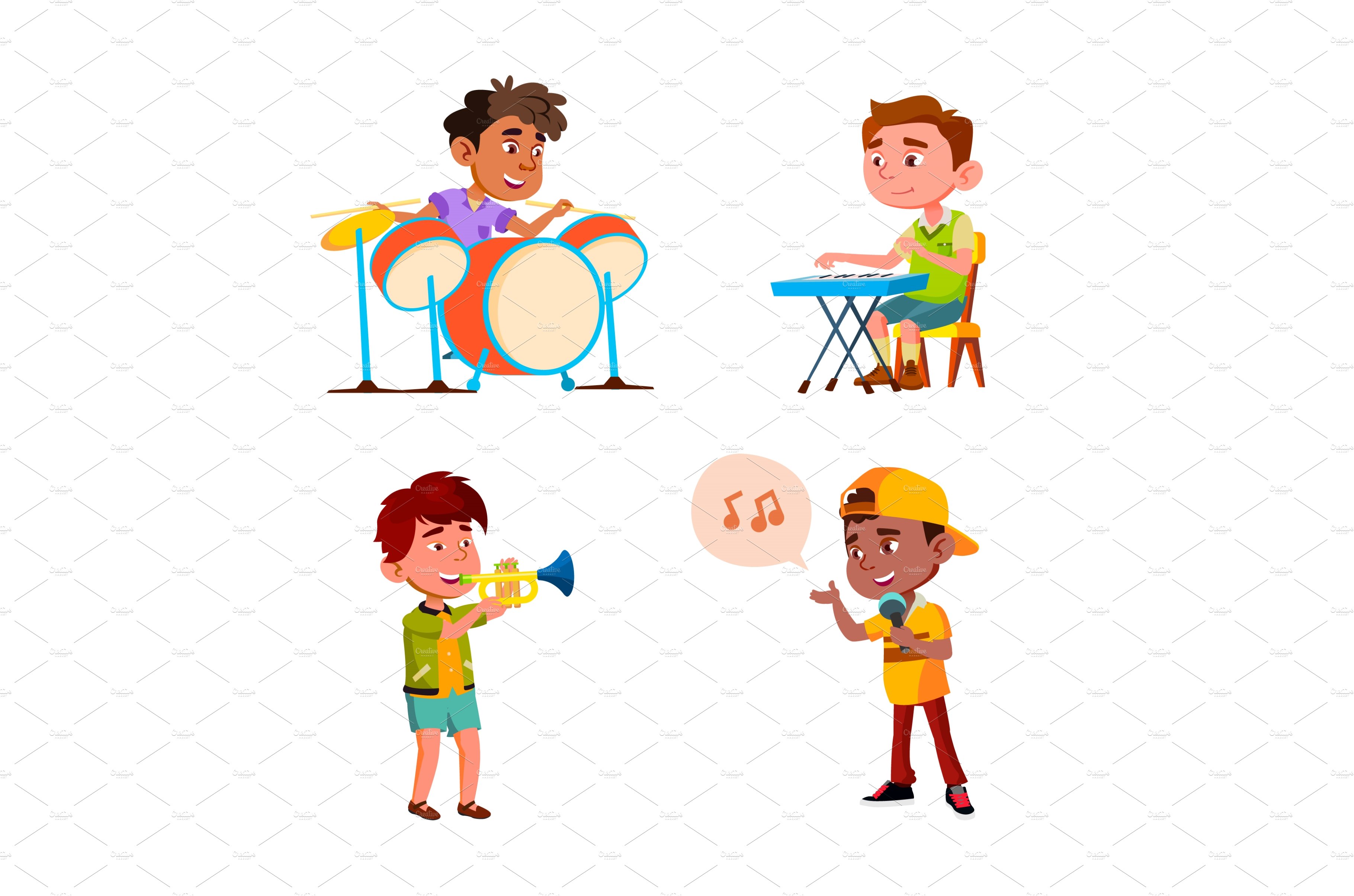 Kids Boys Playing In Music Orchestra cover image.