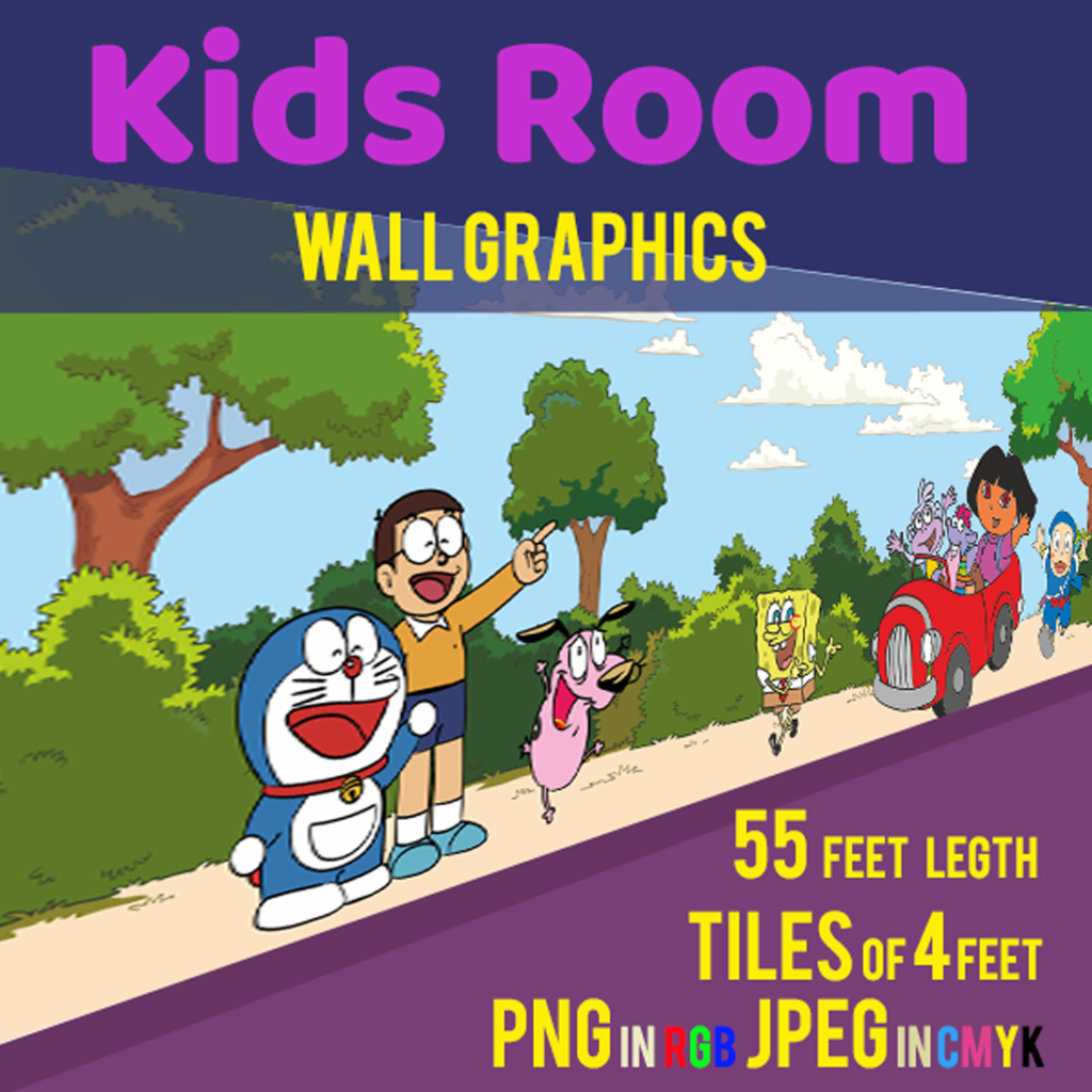 Kids Room Wall Graphics for print Vinyl, Flex or Cloth with Cartoon ...
