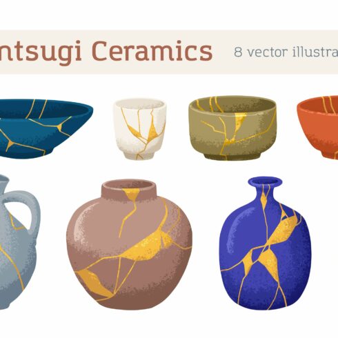 Kintsugi ceramic pottery set cover image.