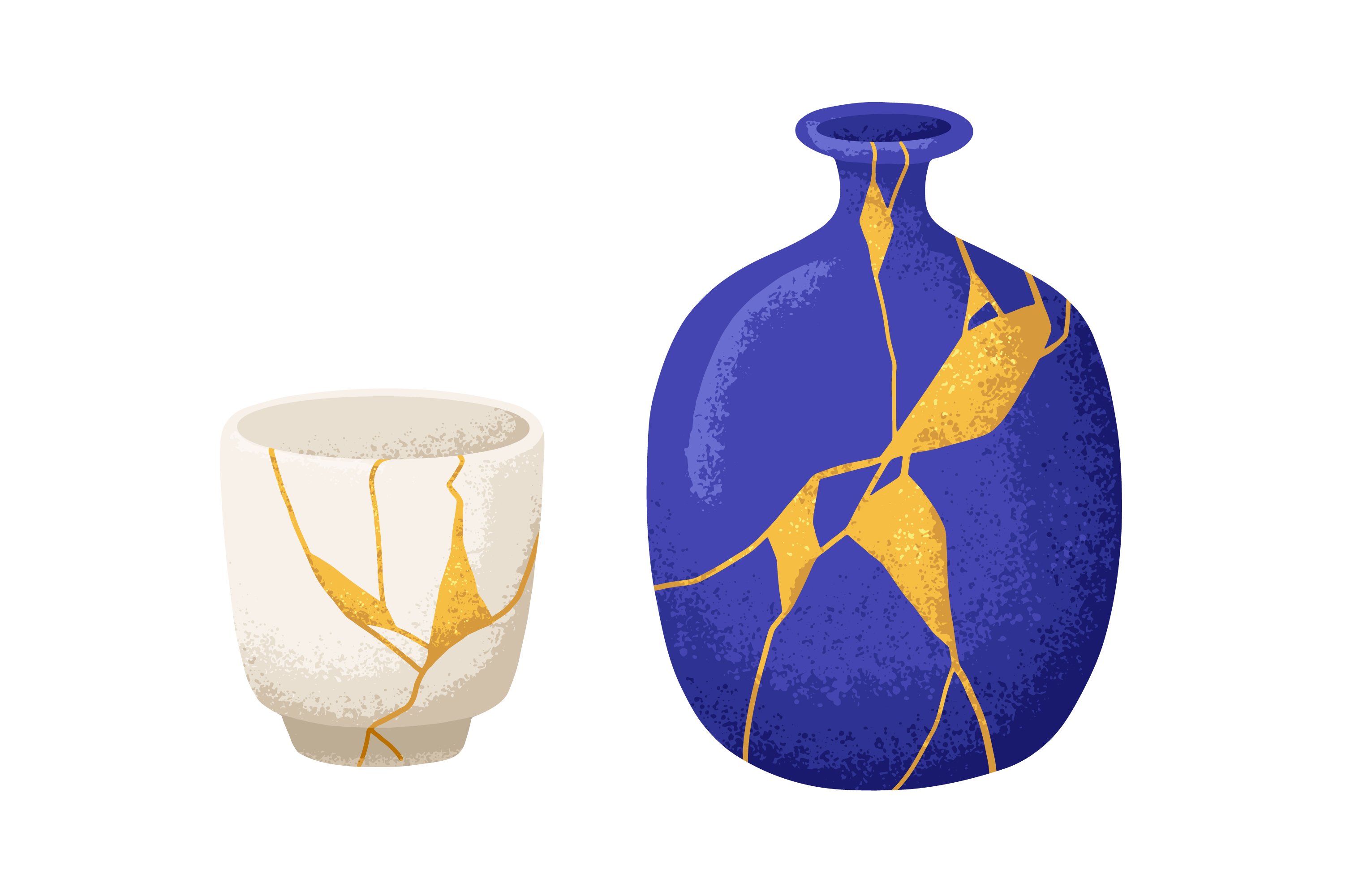 Kintsugi ceramic pottery set preview image.