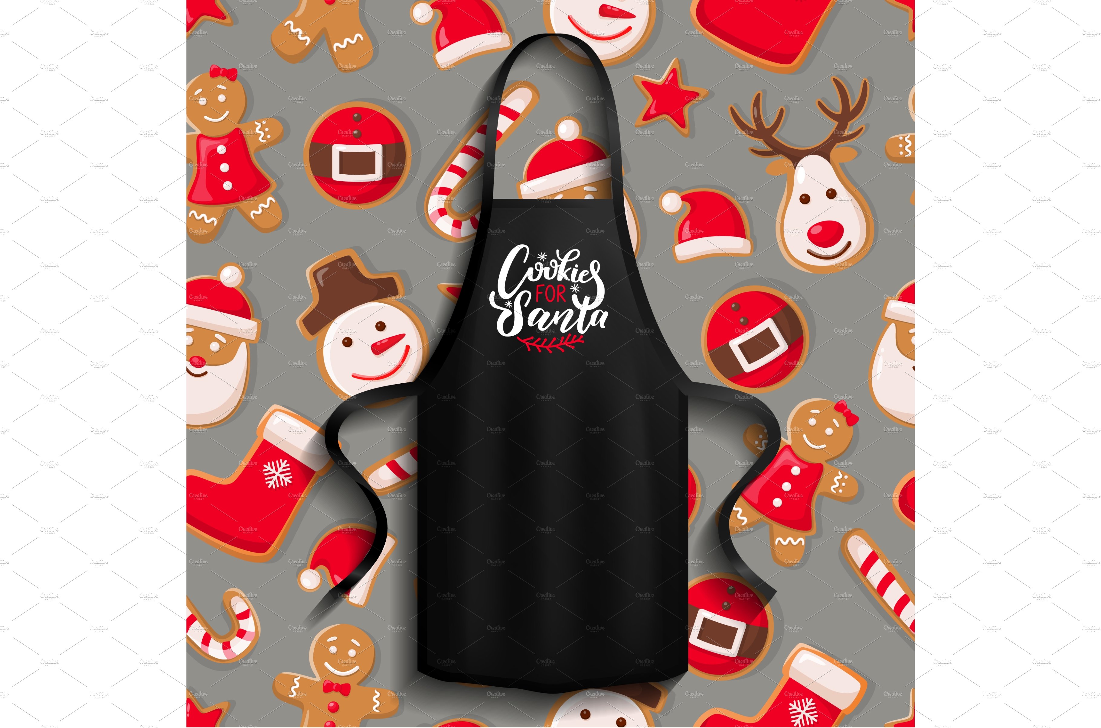 Black apron for preparing Christmas cover image.
