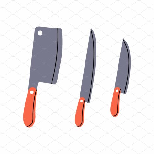 Knife set icon. Kitchen utensils cover image.