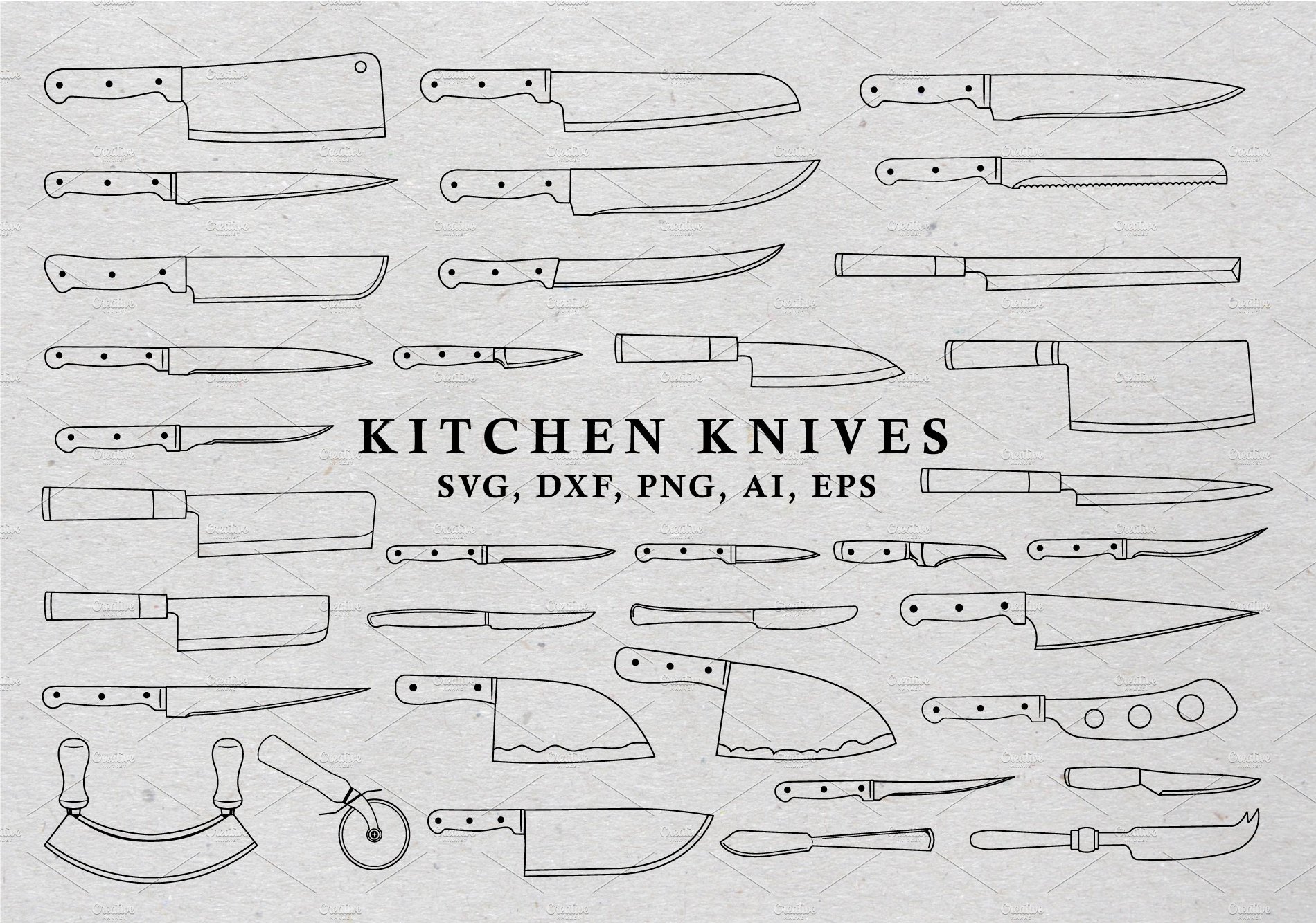 Knife Knives Shapes Vector Pack cover image.