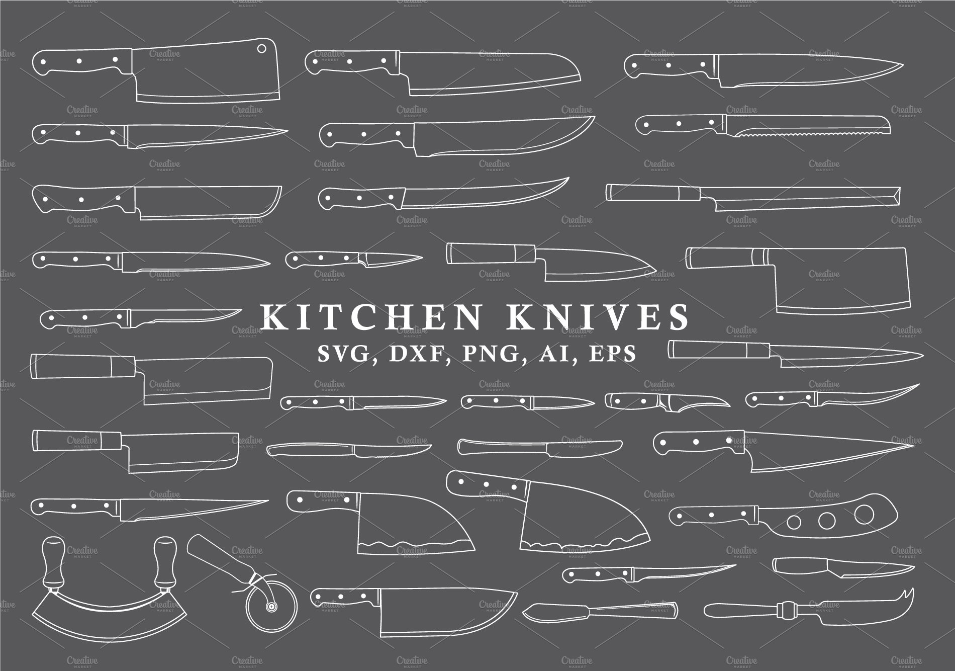Knife Knives Shapes Vector Pack preview image.