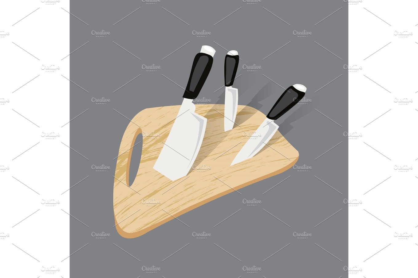 Kitchen knife isolated on white background. View from above. cover image.