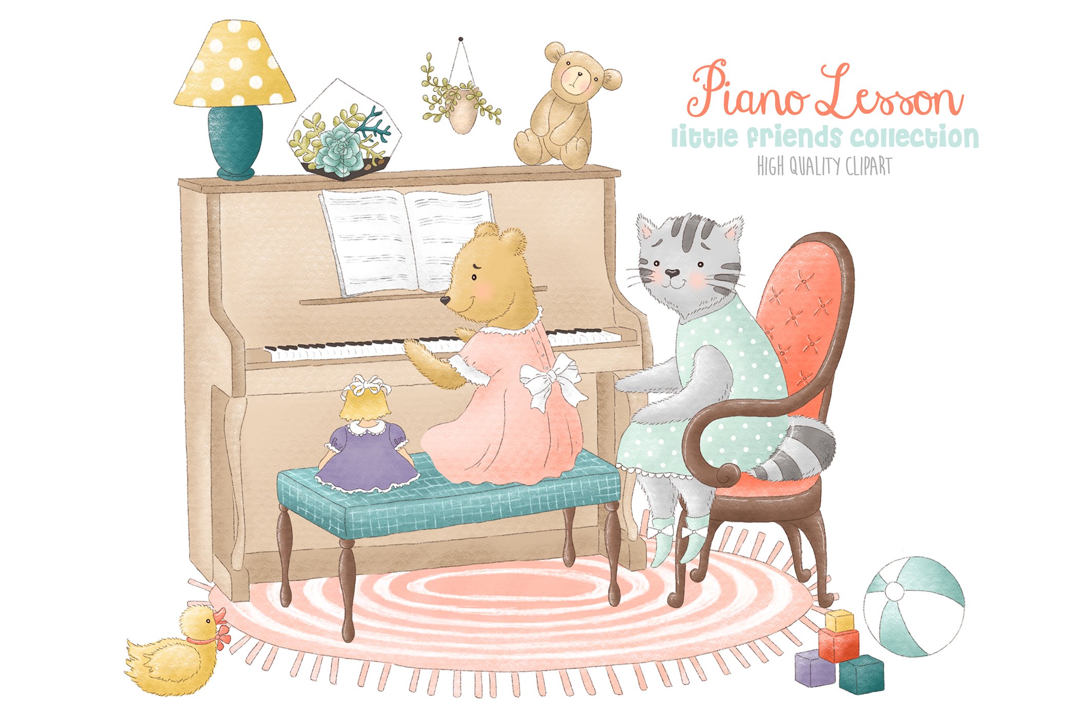 Piano lesson clipart cover image.