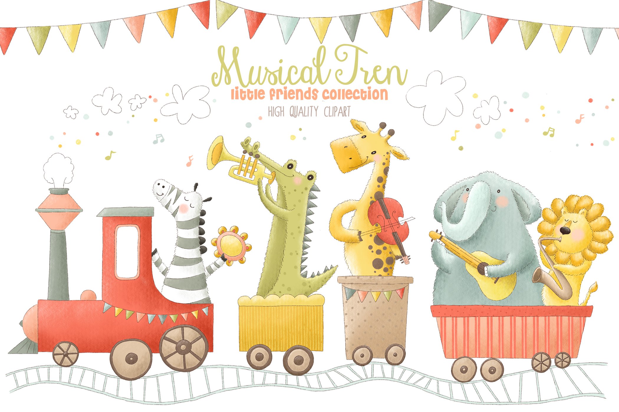 Musical Animals Tren Clipart cover image.