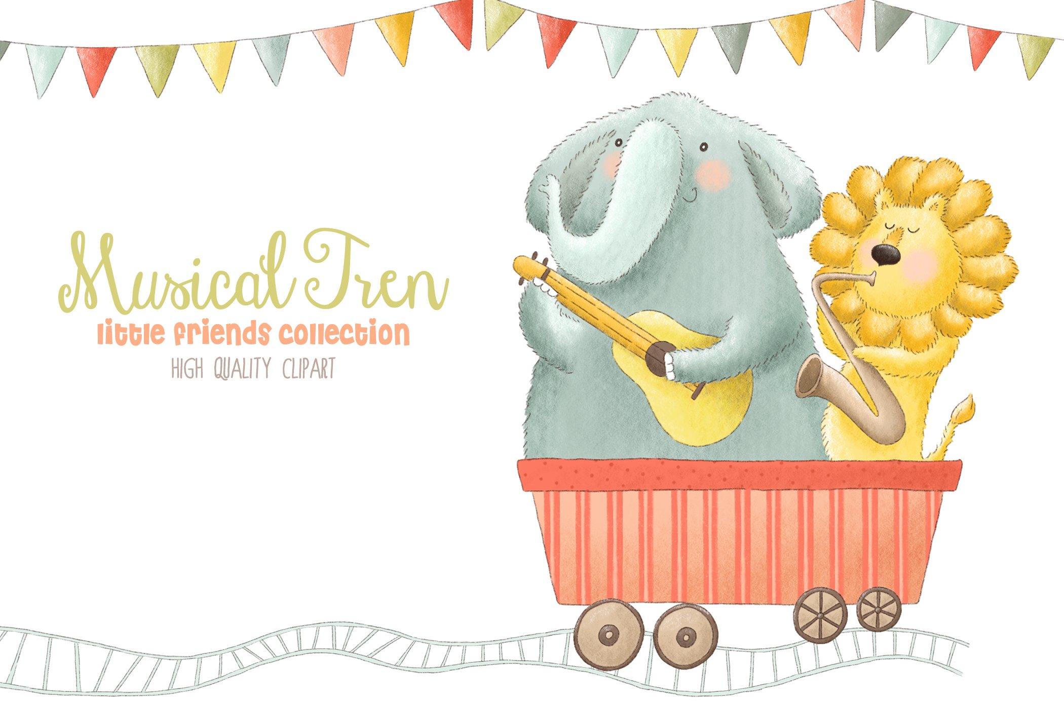 Musical Animals Tren Clipart preview image.