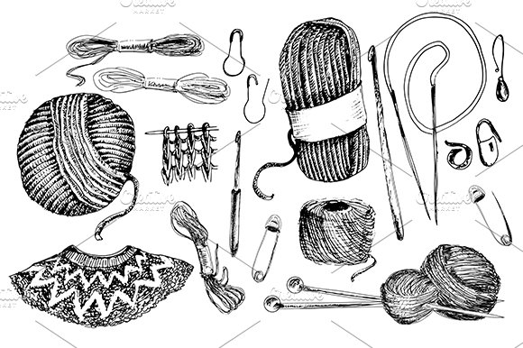 Knitting tools and accessories preview image.